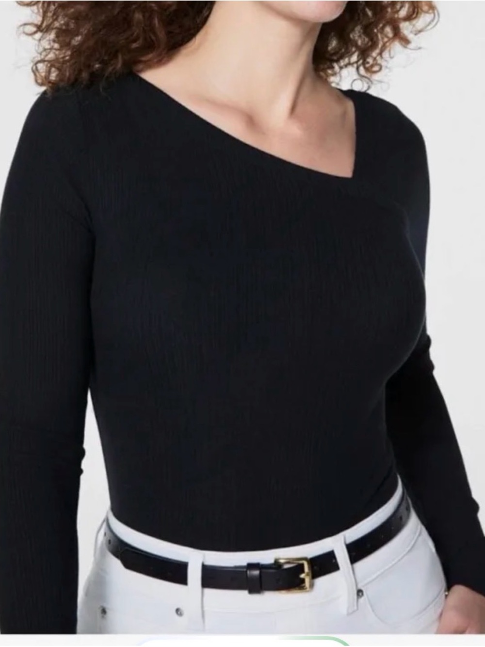 Spanx asymmetrical ribbed long sleeve top